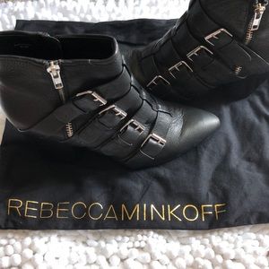 Rebecca Minkoff ankle boots with silver buckles